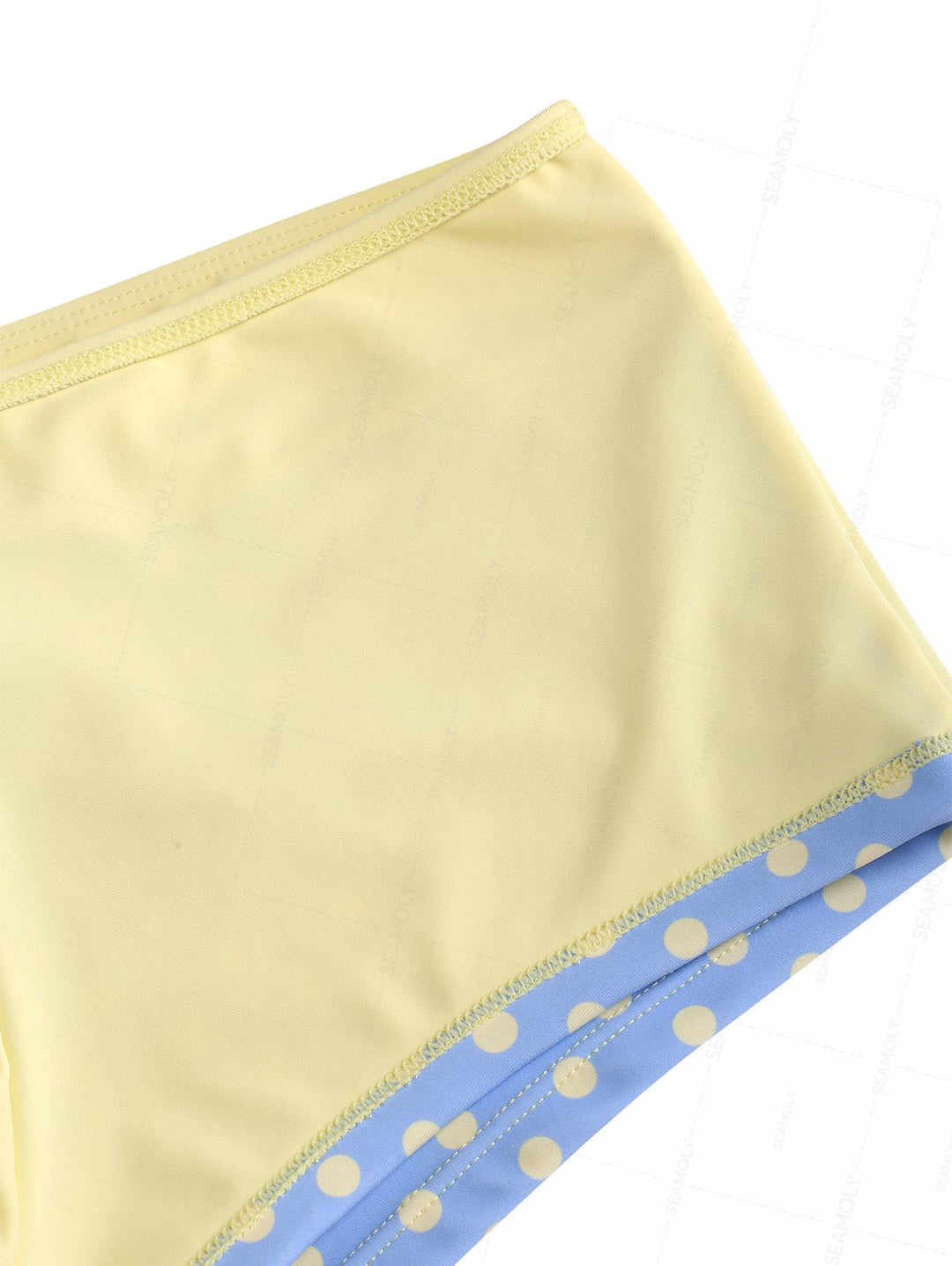 Seamolly Polka Dot Print Lace Bowknot Cheeky Boyshorts Bikini Set