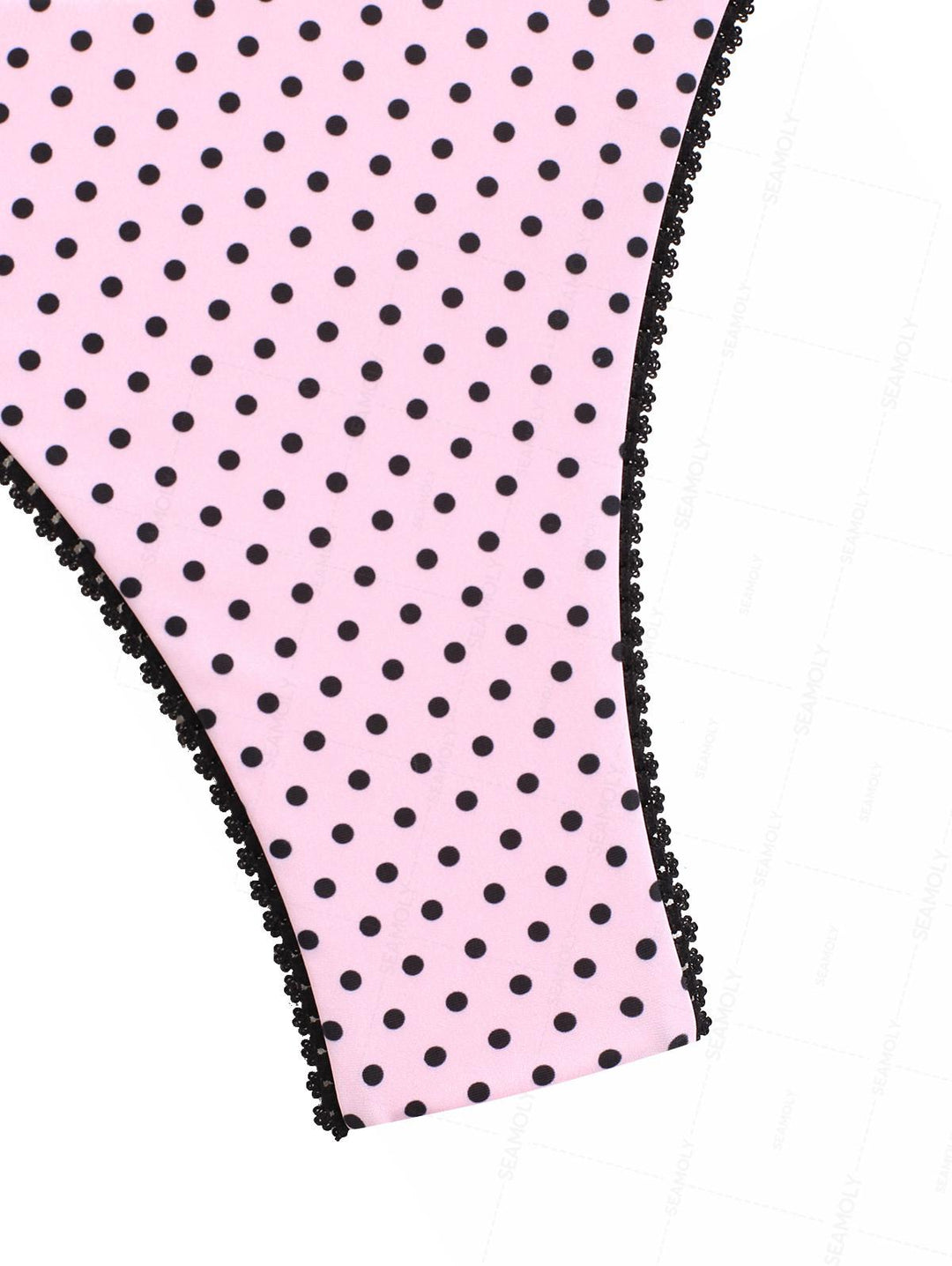 Seamolly Polka Dot Lace Bowknot Underwire High Leg Bikini Set