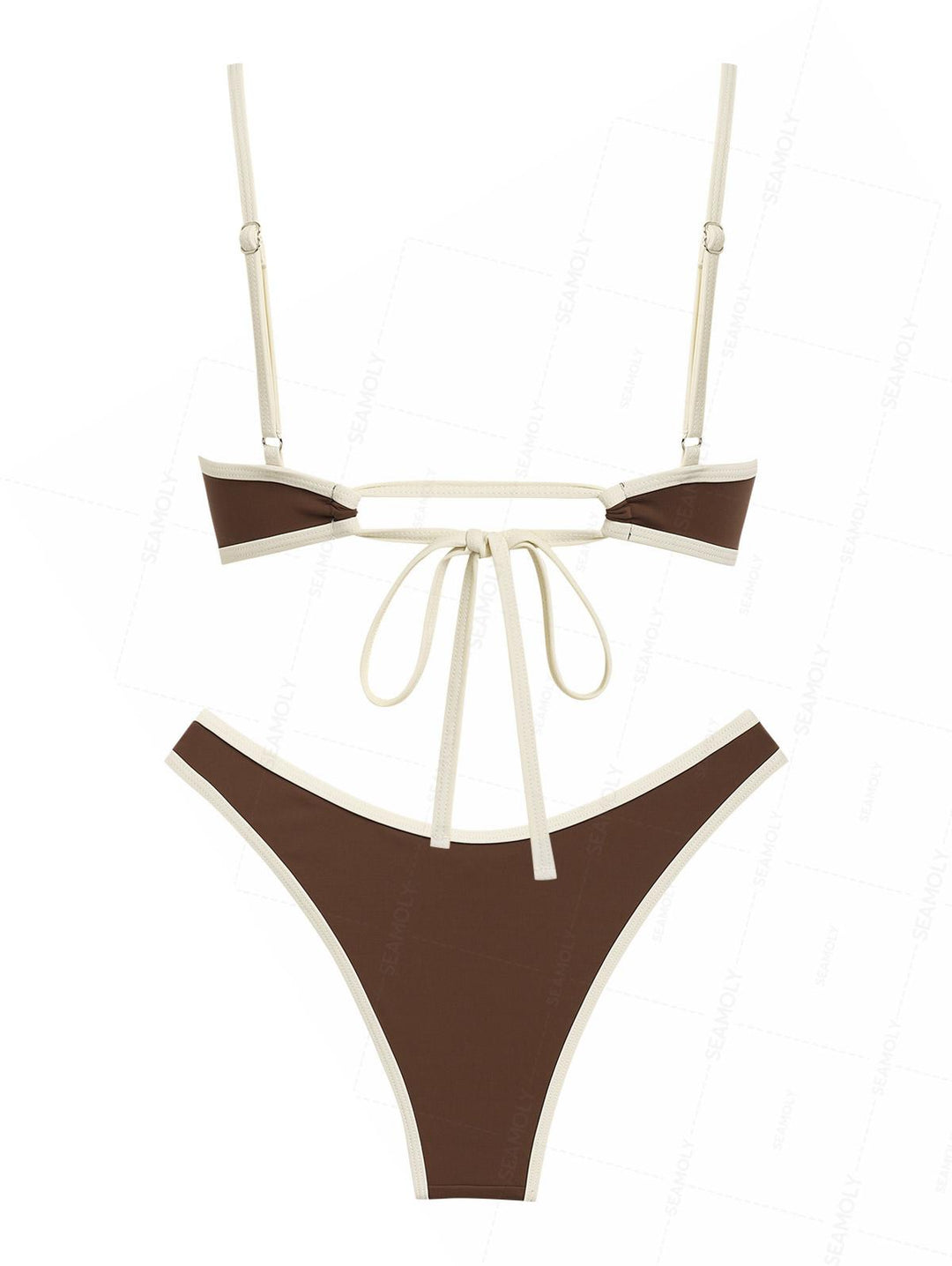 Seamolly Contrast Binding Bowknot Tank Style Cheeky Bikini Set