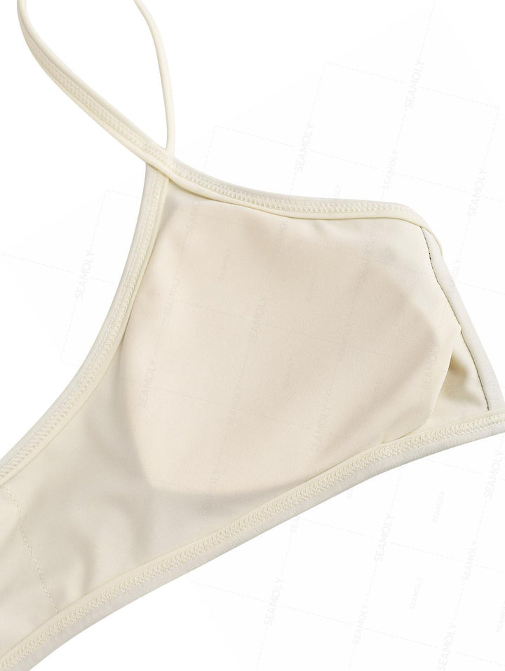 Seamolly Contrast Binding Bowknot Tank Style Cheeky Bikini Set