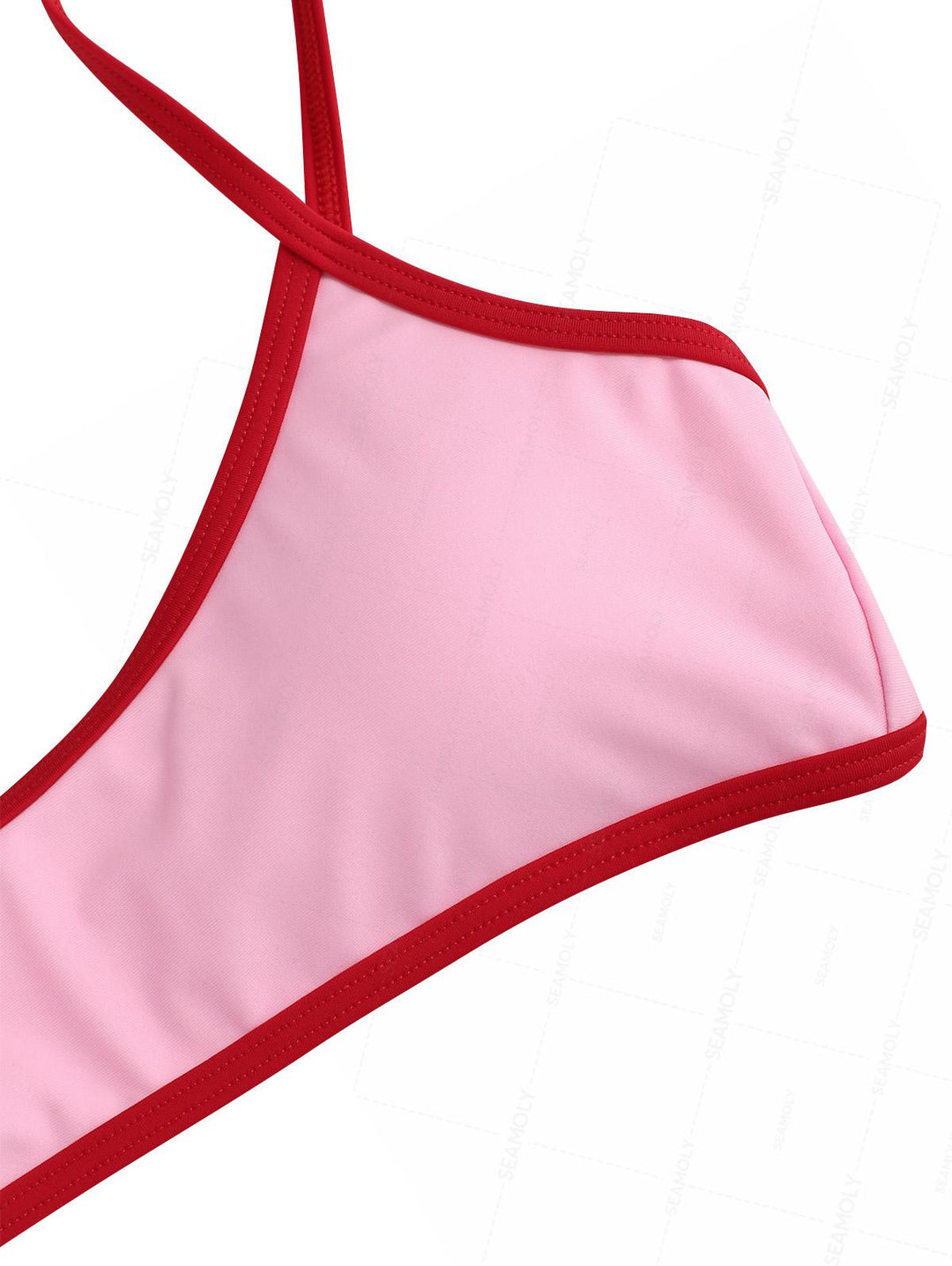Seamolly Contrast Binding Bowknot Tank Style Cheeky Bikini Set