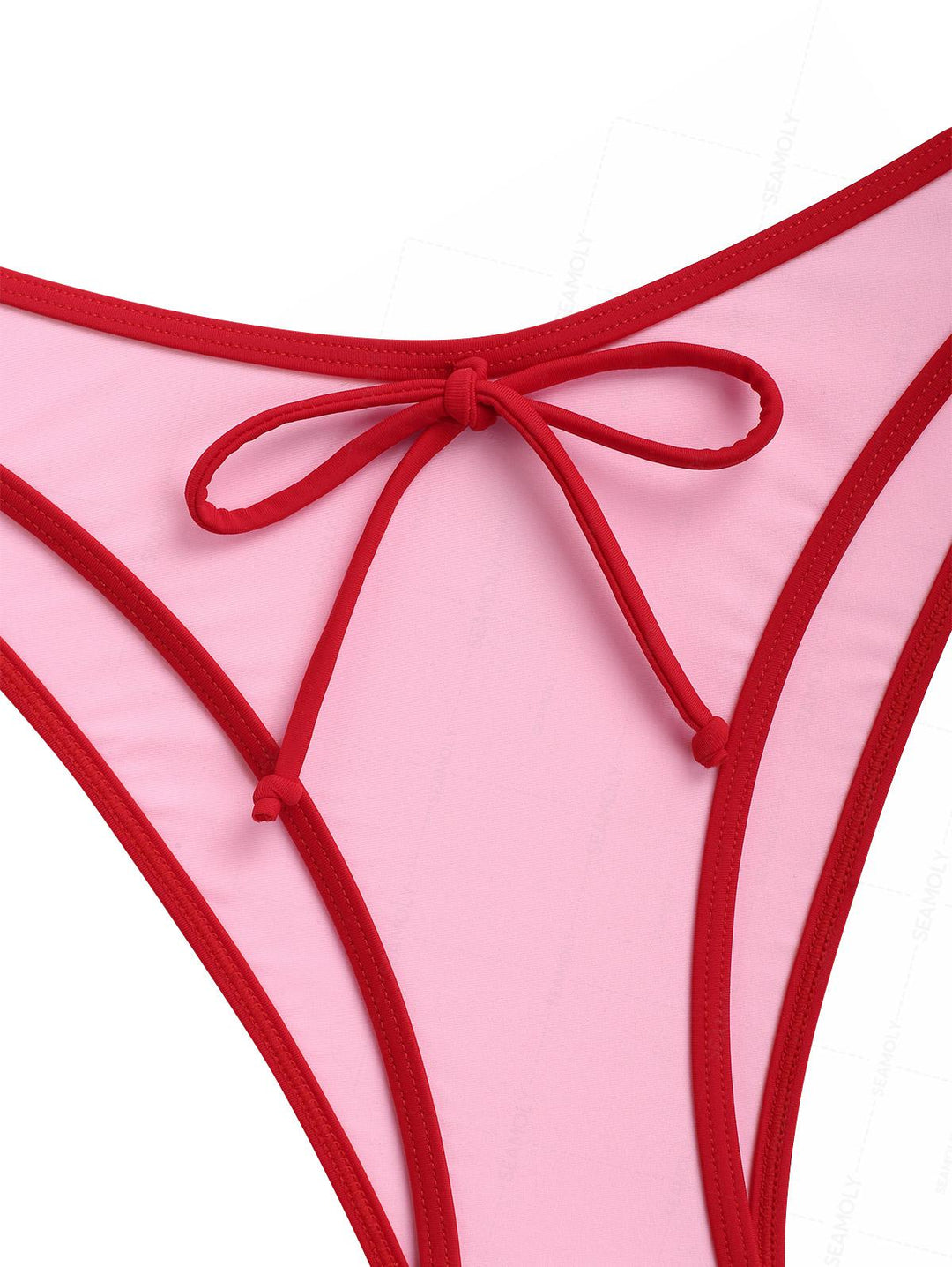 Seamolly Contrast Binding Bowknot Tank Style Cheeky Bikini Set