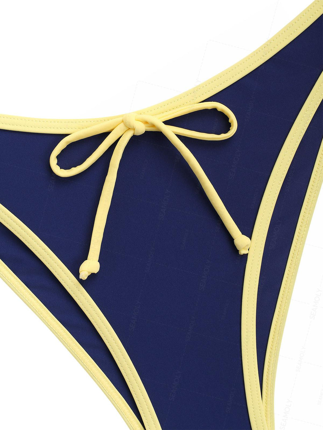 Seamolly Contrast Binding Bowknot Tank Style Cheeky Bikini Set