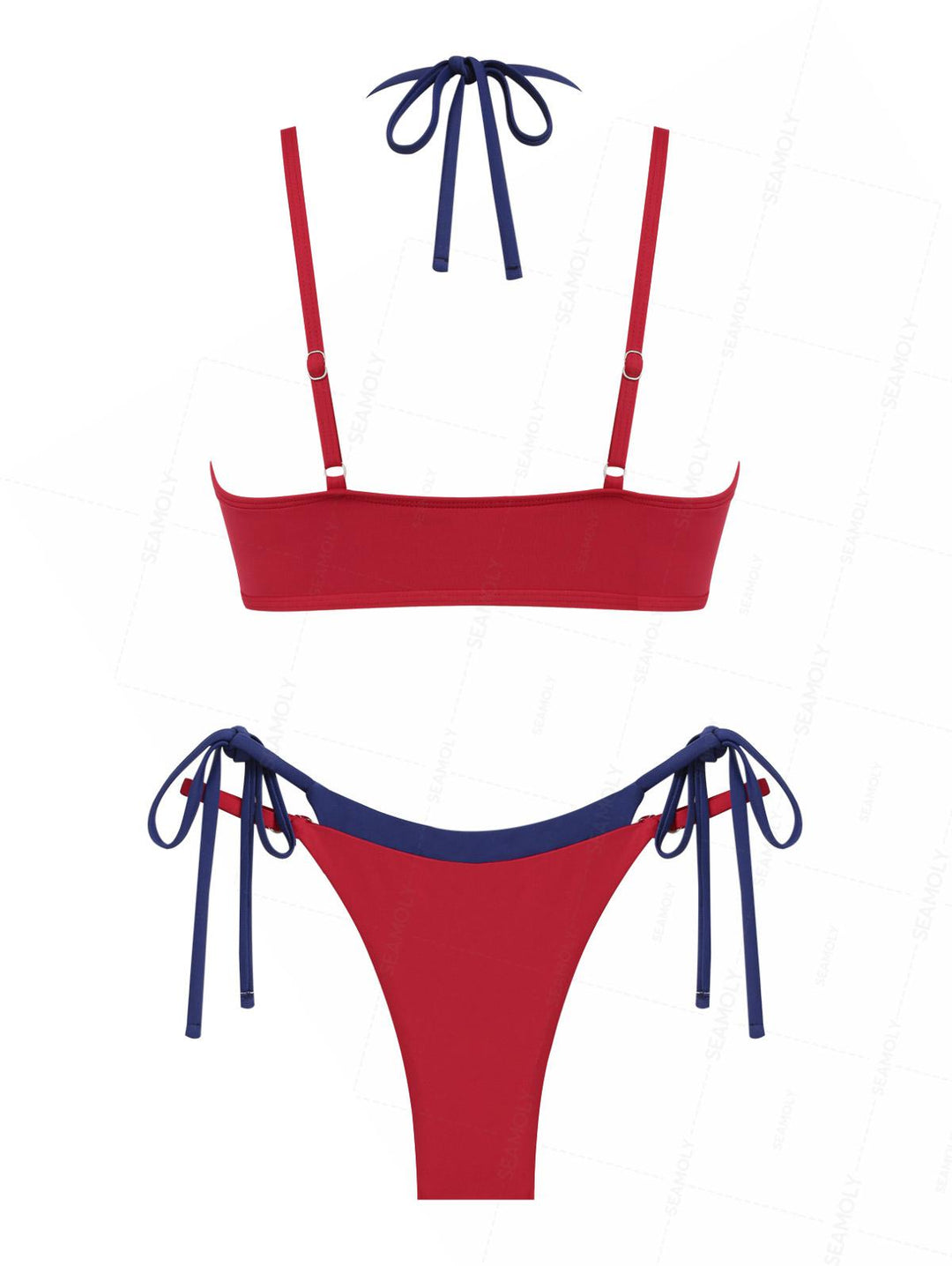 Seamolly Colorblock Two Tone Tie Side Double Layer Bikini Set