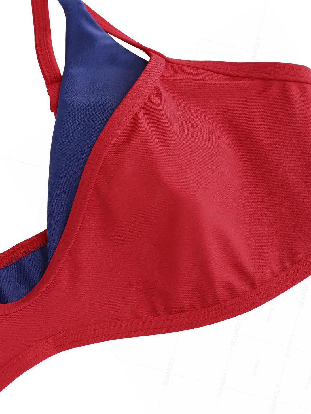 Seamolly Colorblock Two Tone Tie Side Double Layer Bikini Set