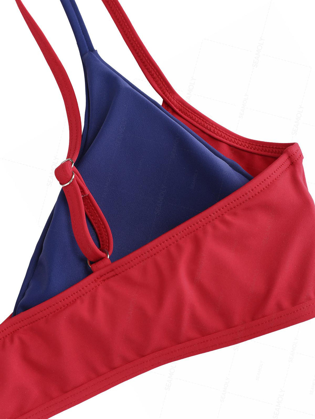 Seamolly Colorblock Two Tone Tie Side Double Layer Bikini Set