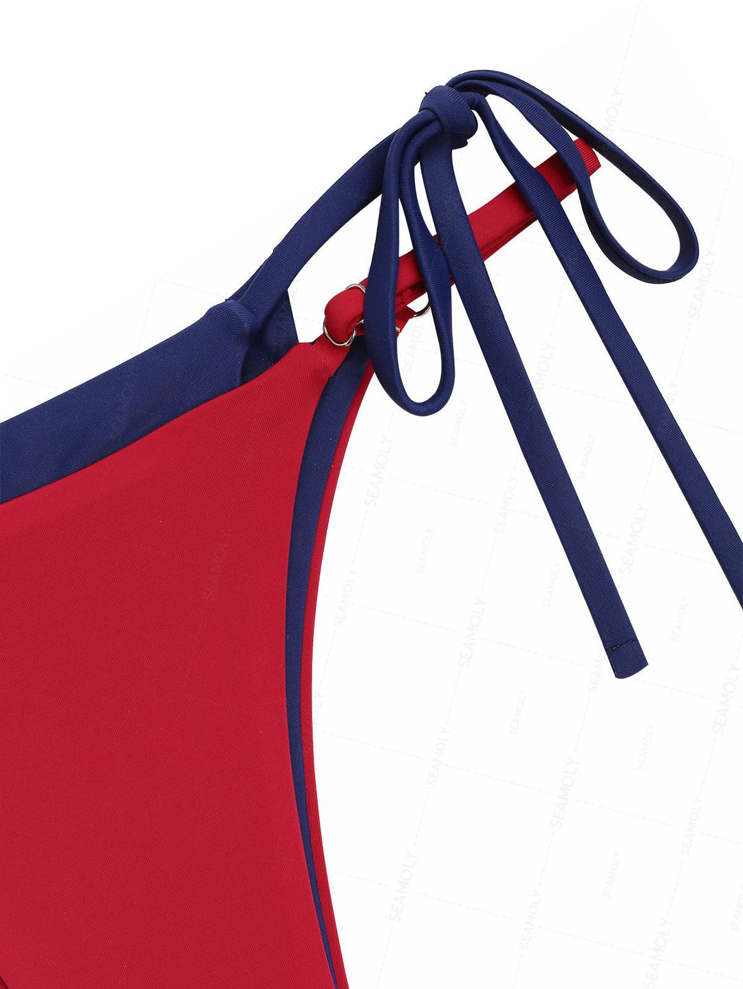 Seamolly Colorblock Two Tone Tie Side Double Layer Bikini Set