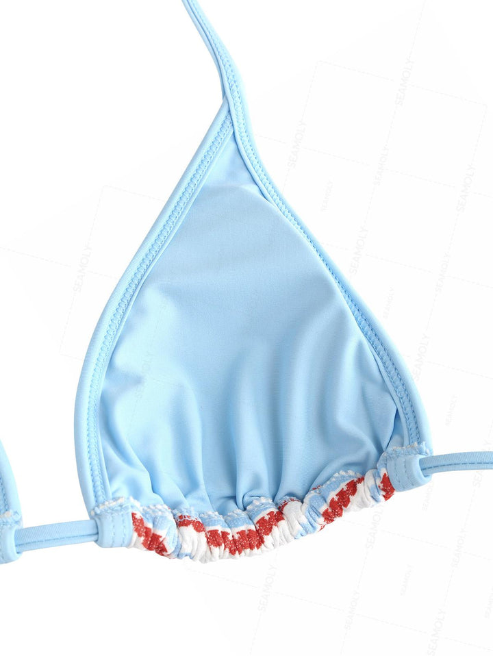 Seamolly Striped Contrast Binding Cheeky Boyshorts Bikini Set