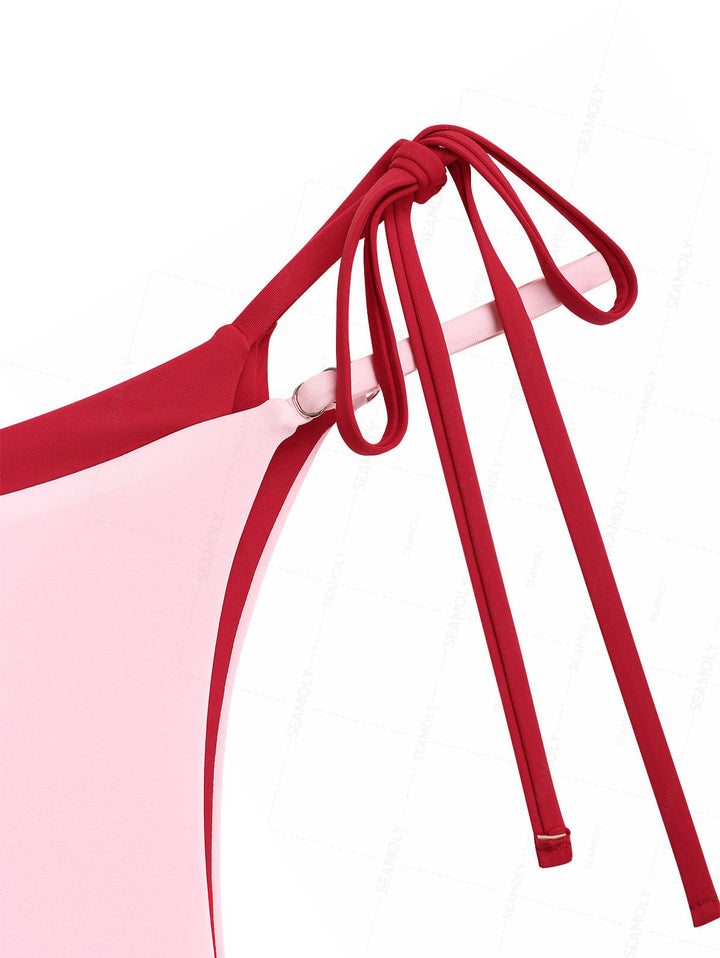Seamolly Colorblock Two Tone String Double Layer Bikini Set