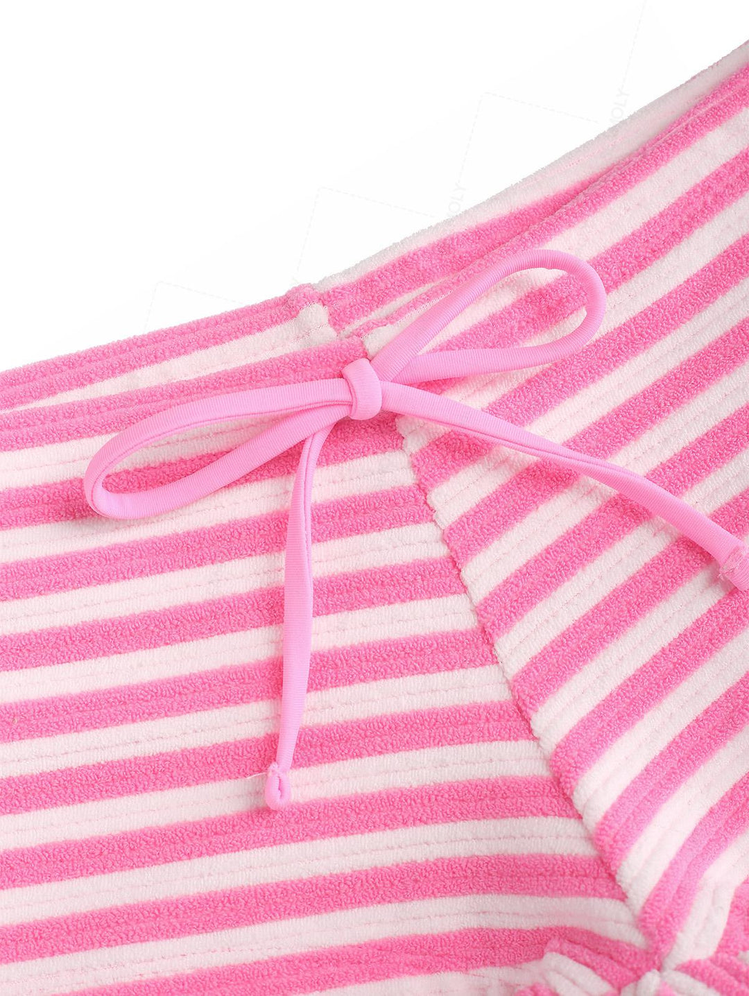 Seamolly Toweling Terry Cloth Striped Contrast Binding Cheeky Boyshorts Bikini Set