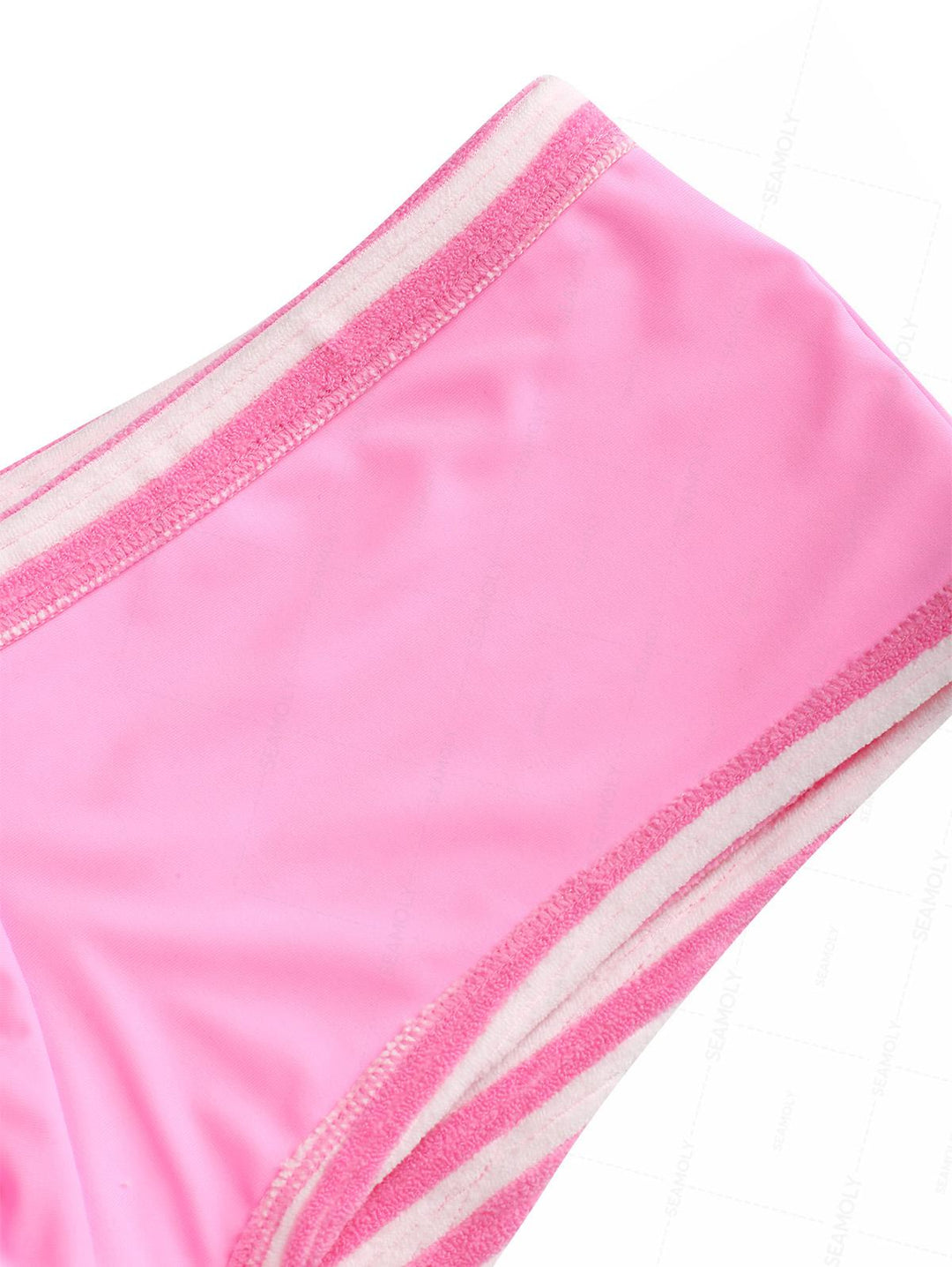 Seamolly Toweling Terry Cloth Striped Contrast Binding Cheeky Boyshorts Bikini Set