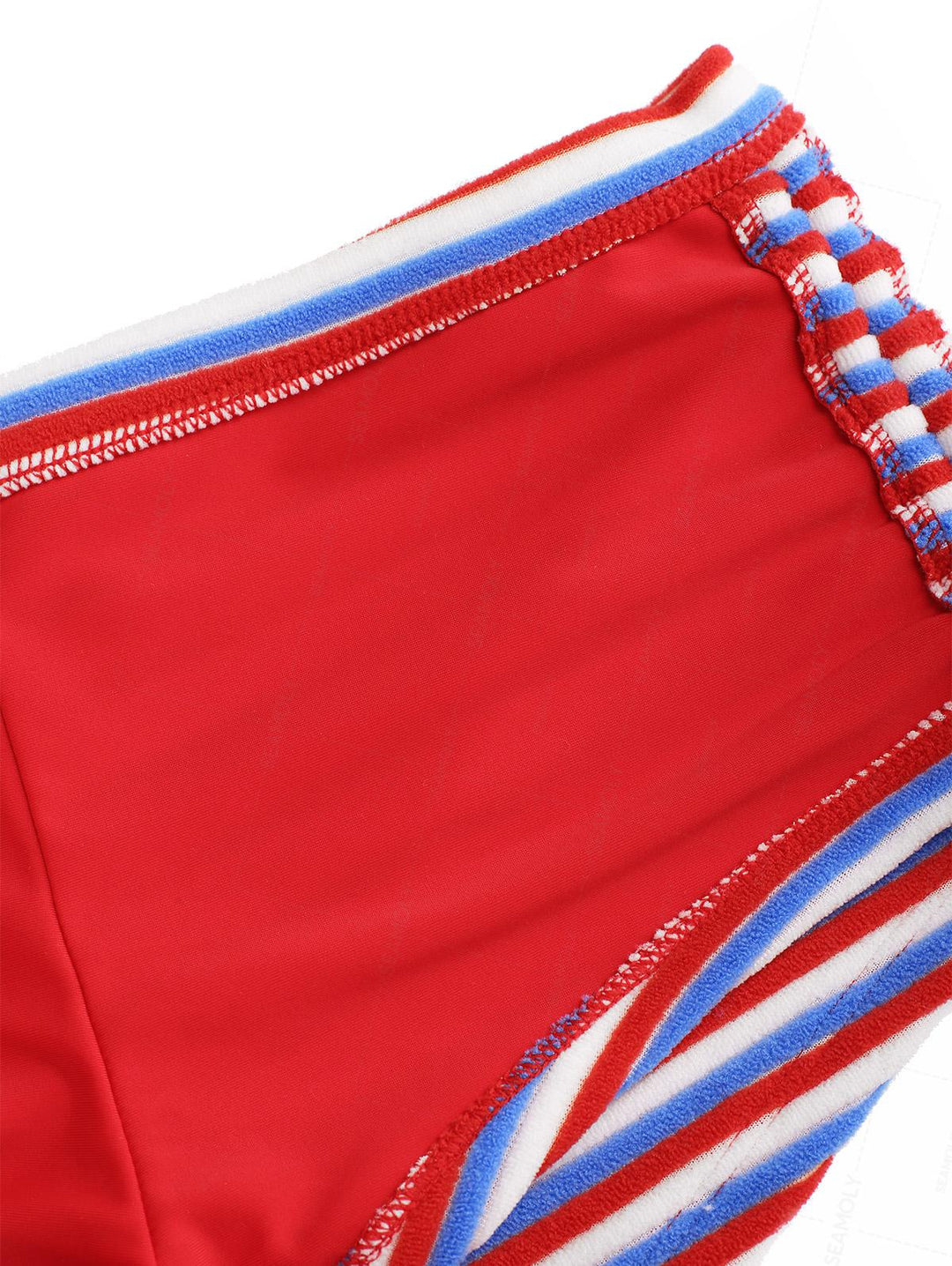 Seamolly Toweling Terry Cloth Striped Cinched Cheeky Boyshorts Bikini Set