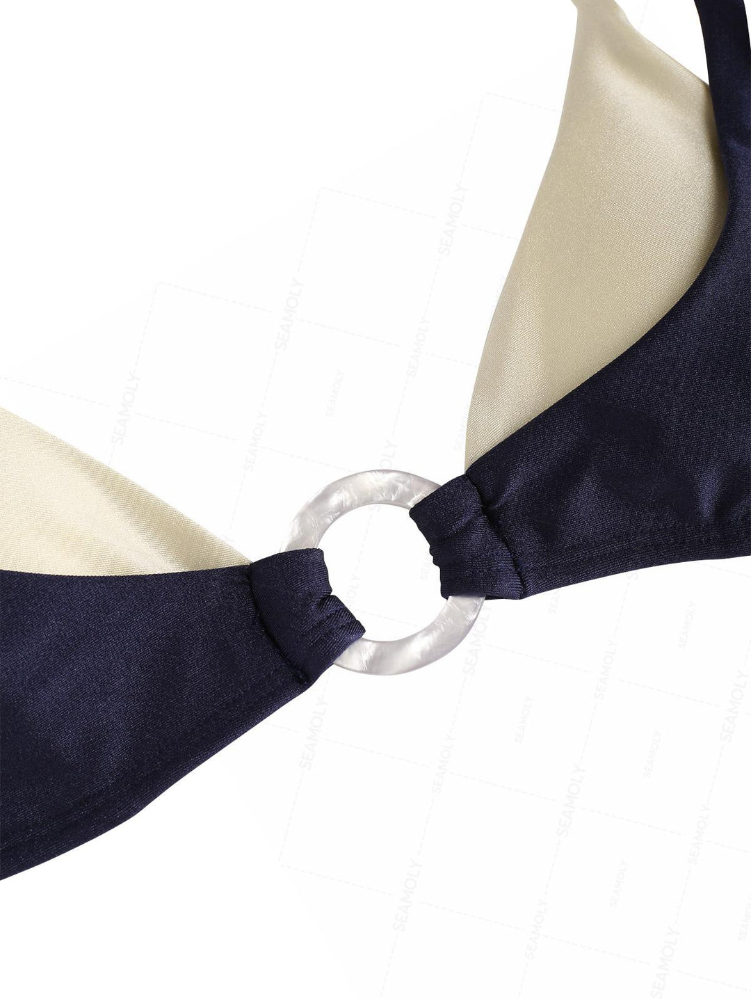 Seamolly Colorblock Two Tone O Ring Double Layer Bikini Set