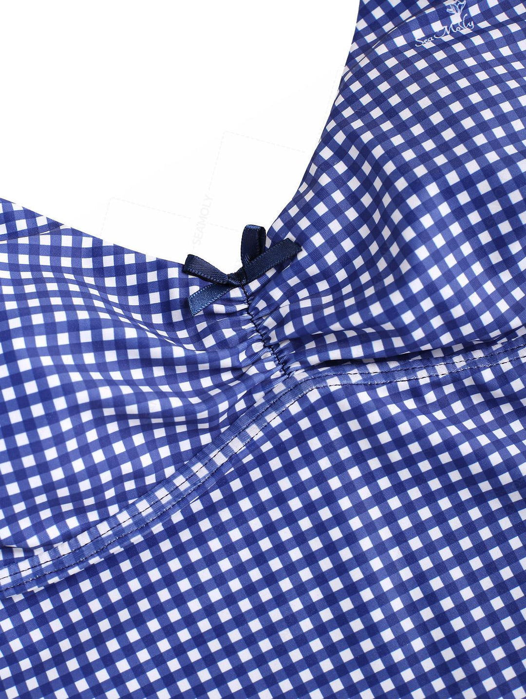 Seamolly Gingham Ruched Bowknot Cinched Tie Side Tankini Set