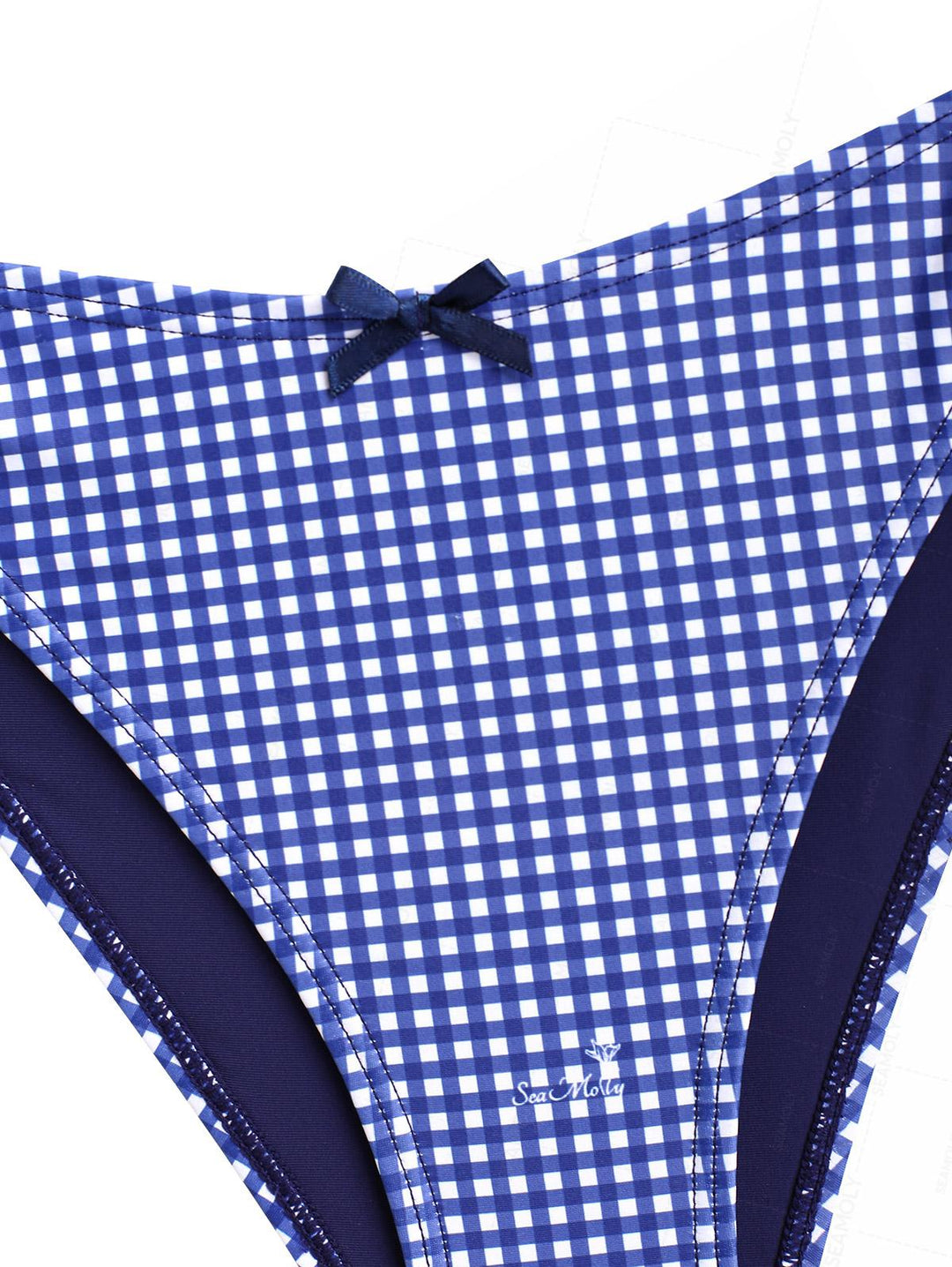 Seamolly Gingham Ruched Bowknot Cinched Tie Side Tankini Set