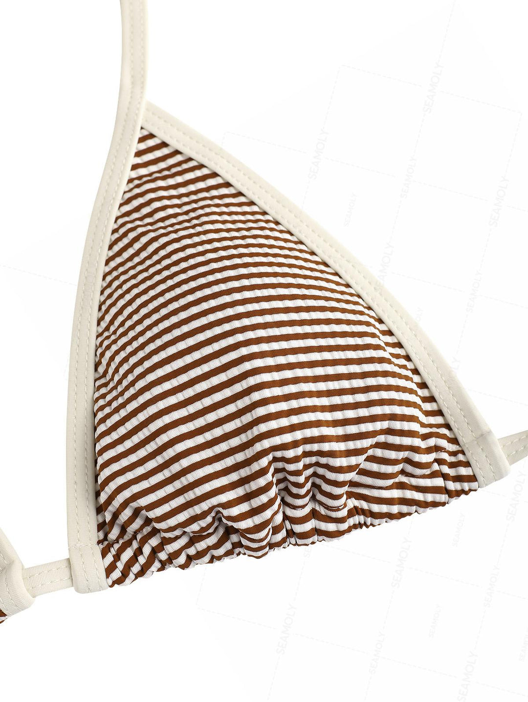 Seamolly Striped Contrast Binding Smocked Peplum Skirtini Bikini Set