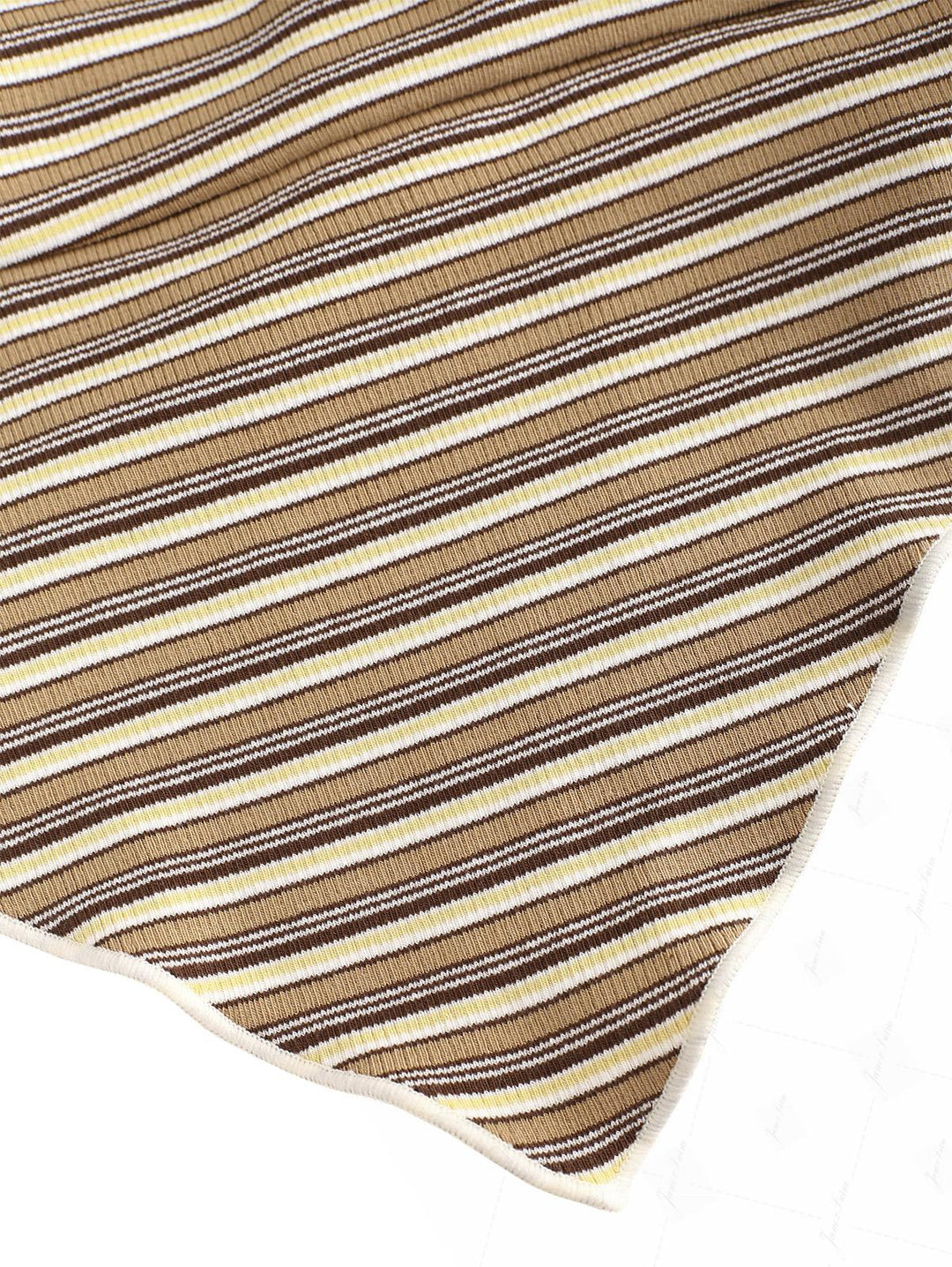 Brown Ribbed Knit Striped Hanky Hem Cheeky Boyshorts Tankini Set