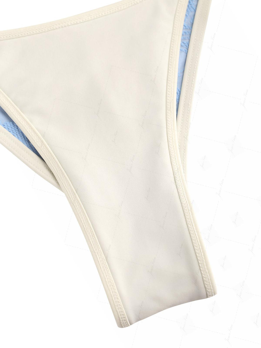 Light Blue Recycled Fabric Jacquard Push Up Top & Cheeky Brazilian Bottom Bikini Set