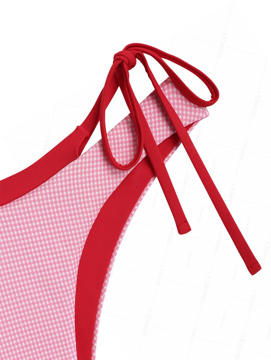 Seamolly Gingham Contrast Color O Ring Double Layer Bikini Set