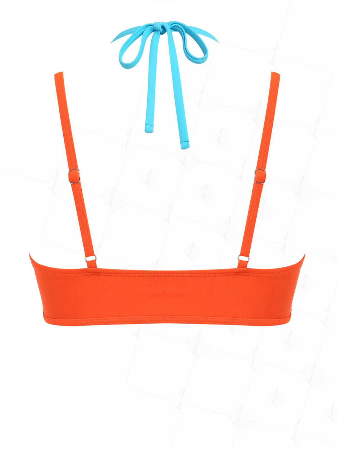 Orange Colorblock Two Tone Double Layer Bikini Top