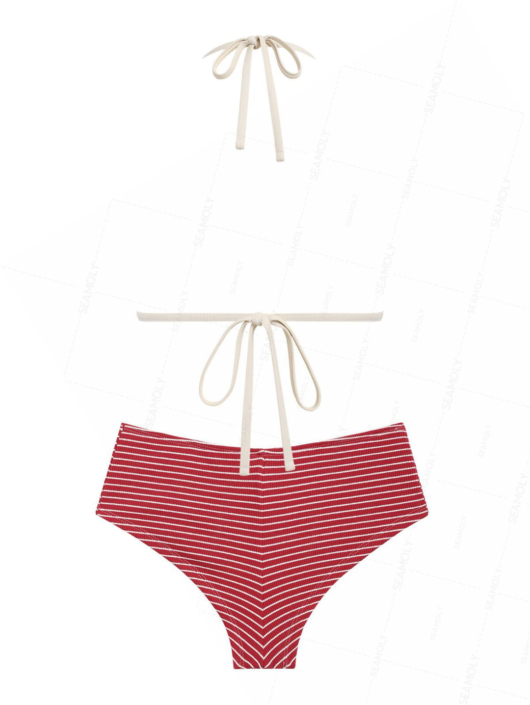 Seamolly Y2K Striped Molded Cups Support Cheeky Boyshorts Bikini Set