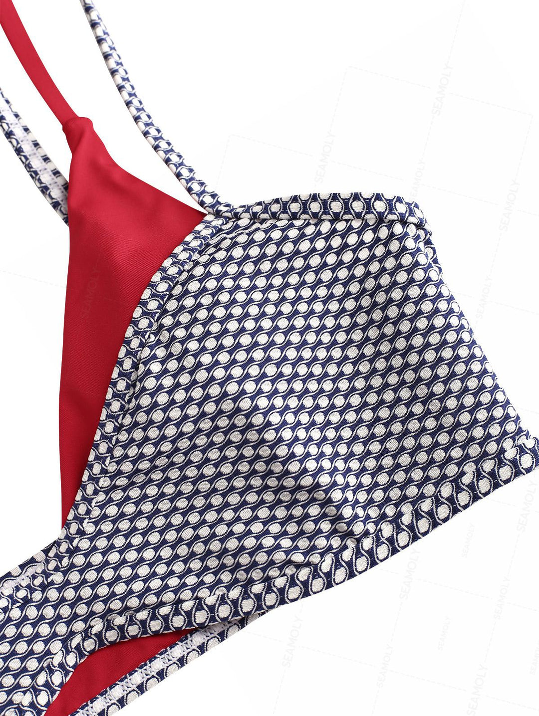 Seamolly Contrast Color Polka Dot Print String Double Layer Bikini Set