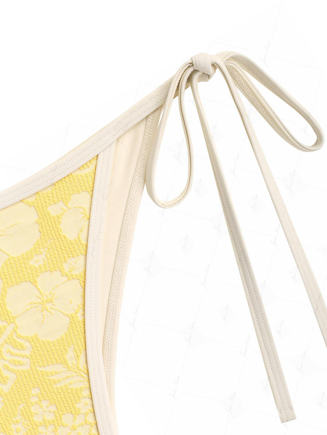 Yellow Recycled Fabric Jacquard Push Up Top & Cheeky Brazilian Bottom Bikini Set