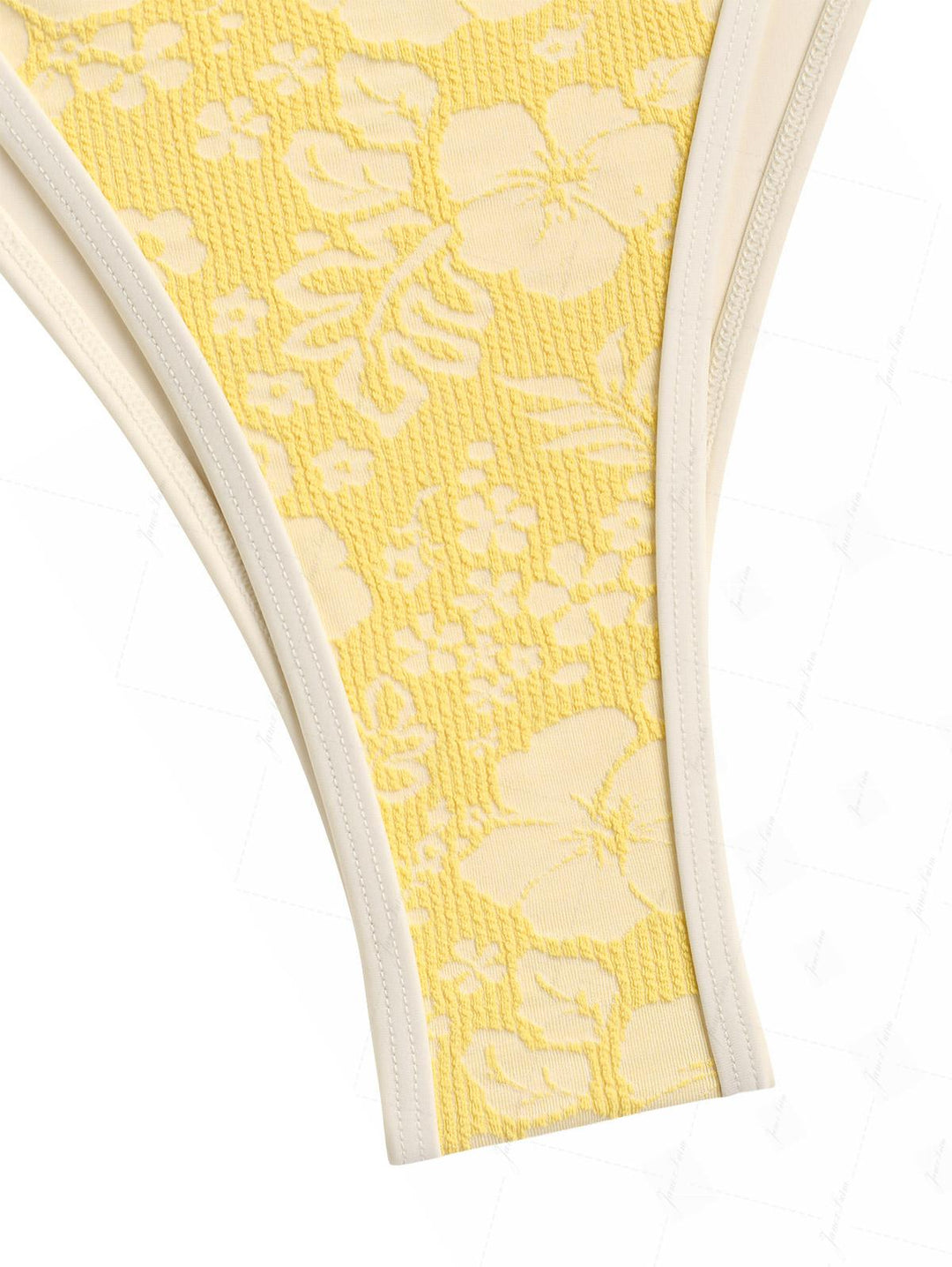 Yellow Recycled Fabric Jacquard Push Up Top & Cheeky Brazilian Bottom Bikini Set