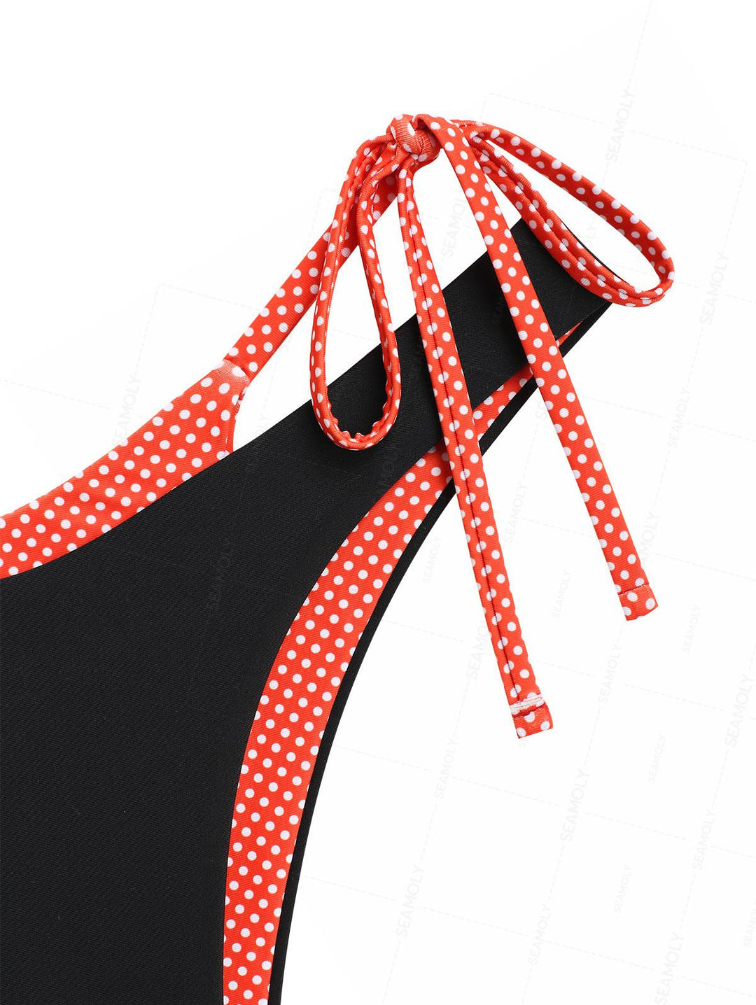 Seamolly Contrast Color Polka Dot Print O Ring Double Layer Bikini Set