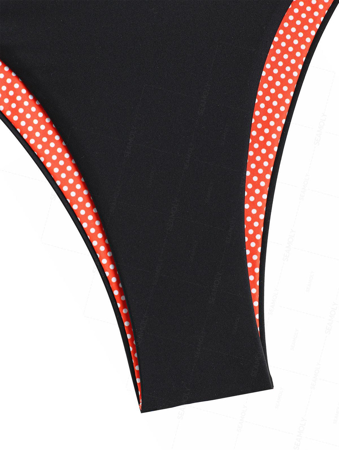 Seamolly Contrast Color Polka Dot Print O Ring Double Layer Bikini Set