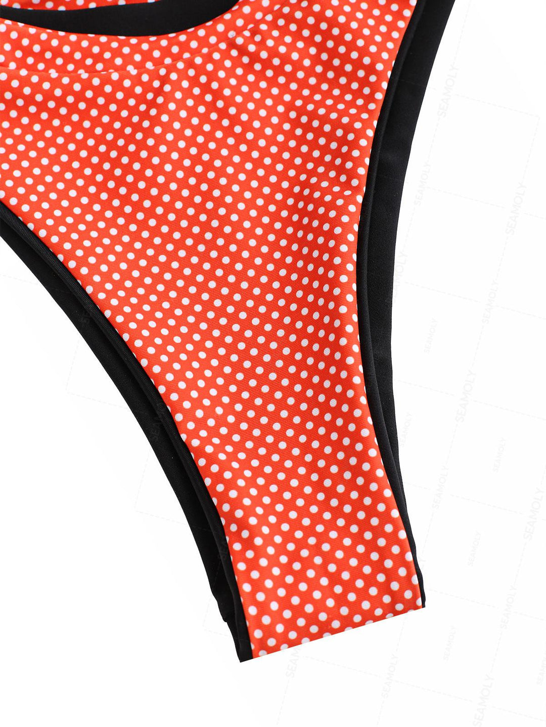 Seamolly Contrast Color Polka Dot Print O Ring Double Layer Bikini Set
