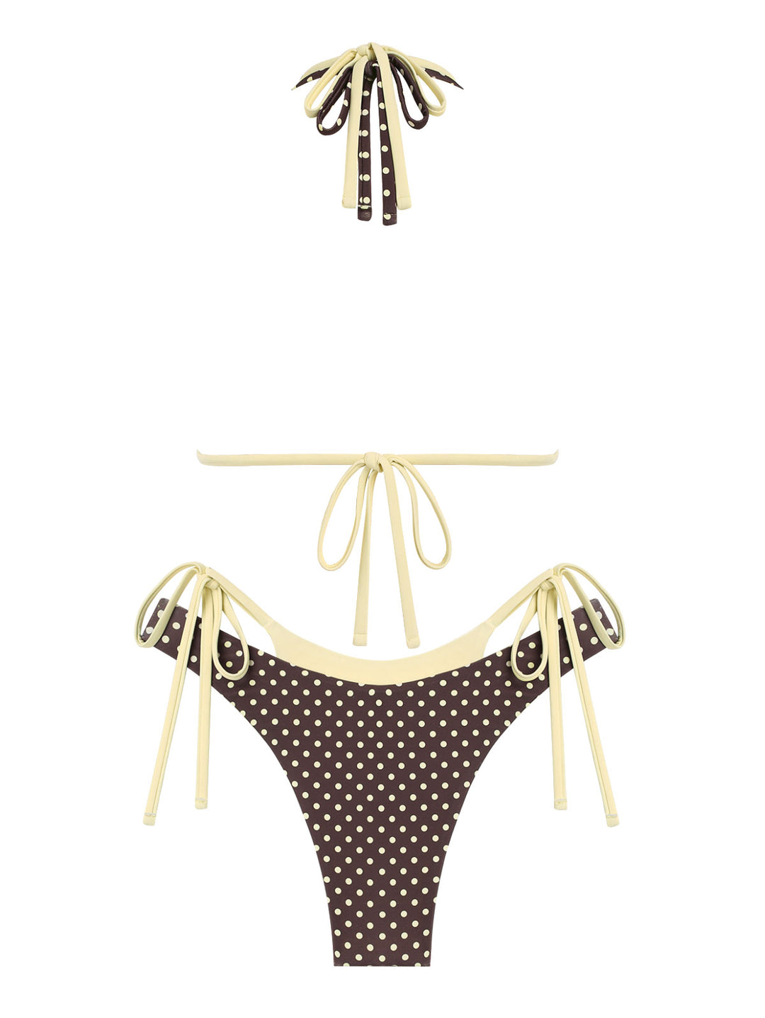 Seamolly Contrast Color Polka Dot Print O Ring Double Layer Bikini Set