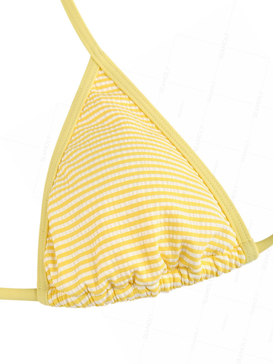 Seamolly Striped Contrast Binding Smocked Peplum Skirtini Bikini Set