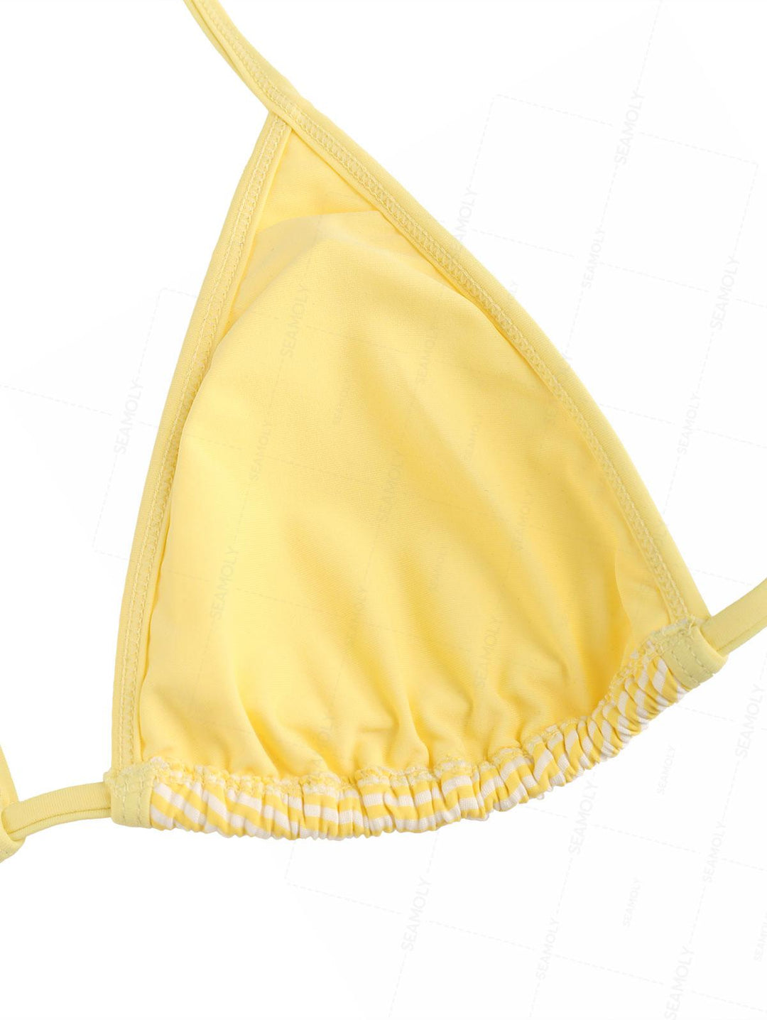 Seamolly Striped Contrast Binding Smocked Peplum Skirtini Bikini Set