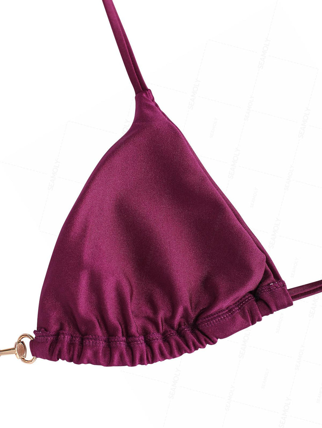 Seamolly Faux Pearl Decor Halter Triangle Top & Brazilian Bottom Bikini Set