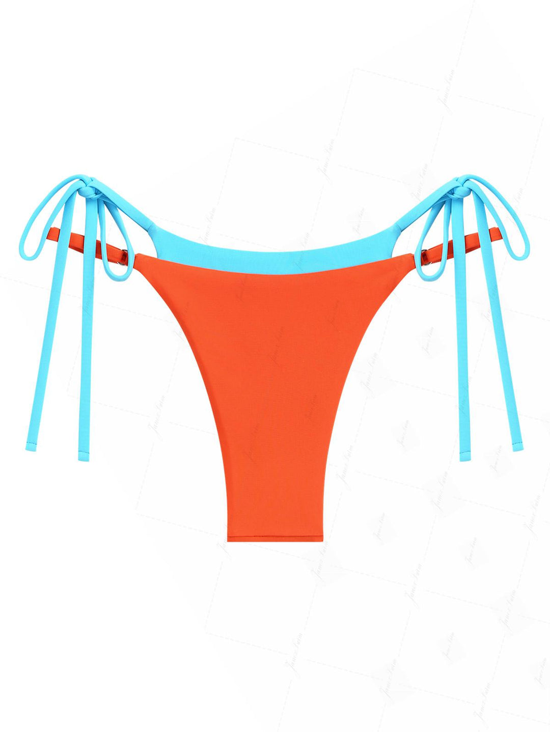 Orange Colorblock Two Tone Tie Side Double Layer Bikini Bottom