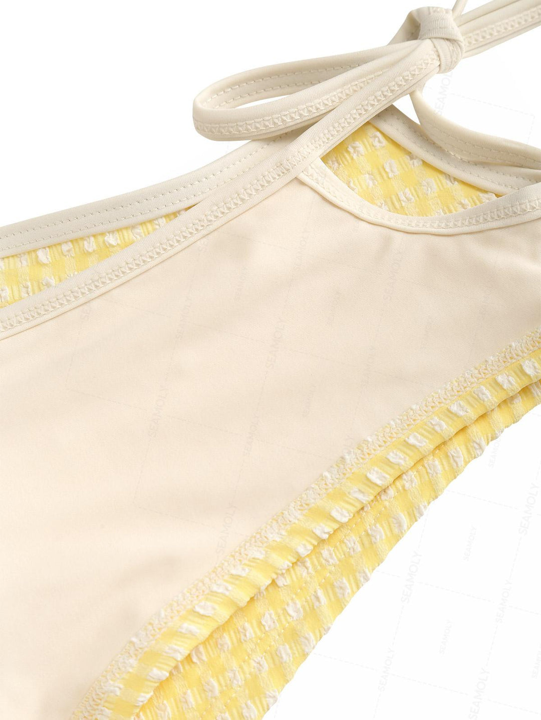 Seamolly Gingham Halter Cutout Tied Side Cheeky Boyshorts Tankini Set