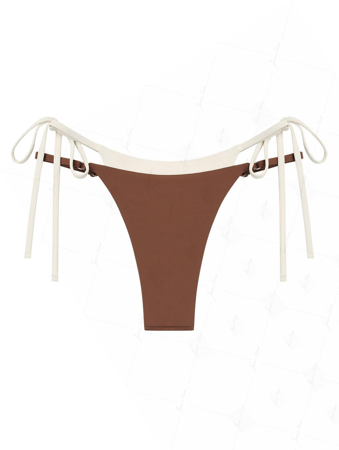 Brown Colorblock Two Tone Tie Side Double Layer Bikini Bottom