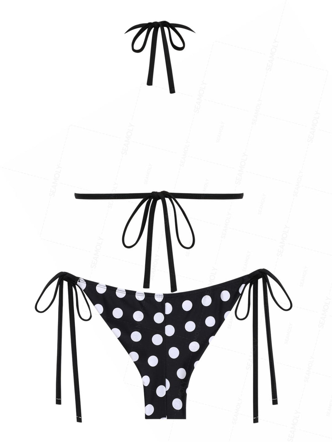 Seamolly Polka Dot Molded Cups Support Triangle Top & Brazilian Bottom Bikini Set