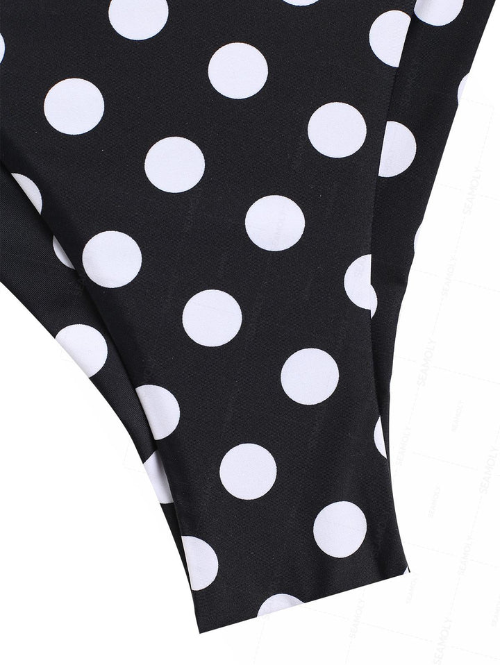 Seamolly Polka Dot Molded Cups Support Triangle Top & Brazilian Bottom Bikini Set