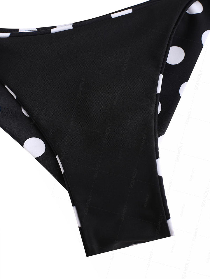 Seamolly Polka Dot Molded Cups Support Triangle Top & Brazilian Bottom Bikini Set