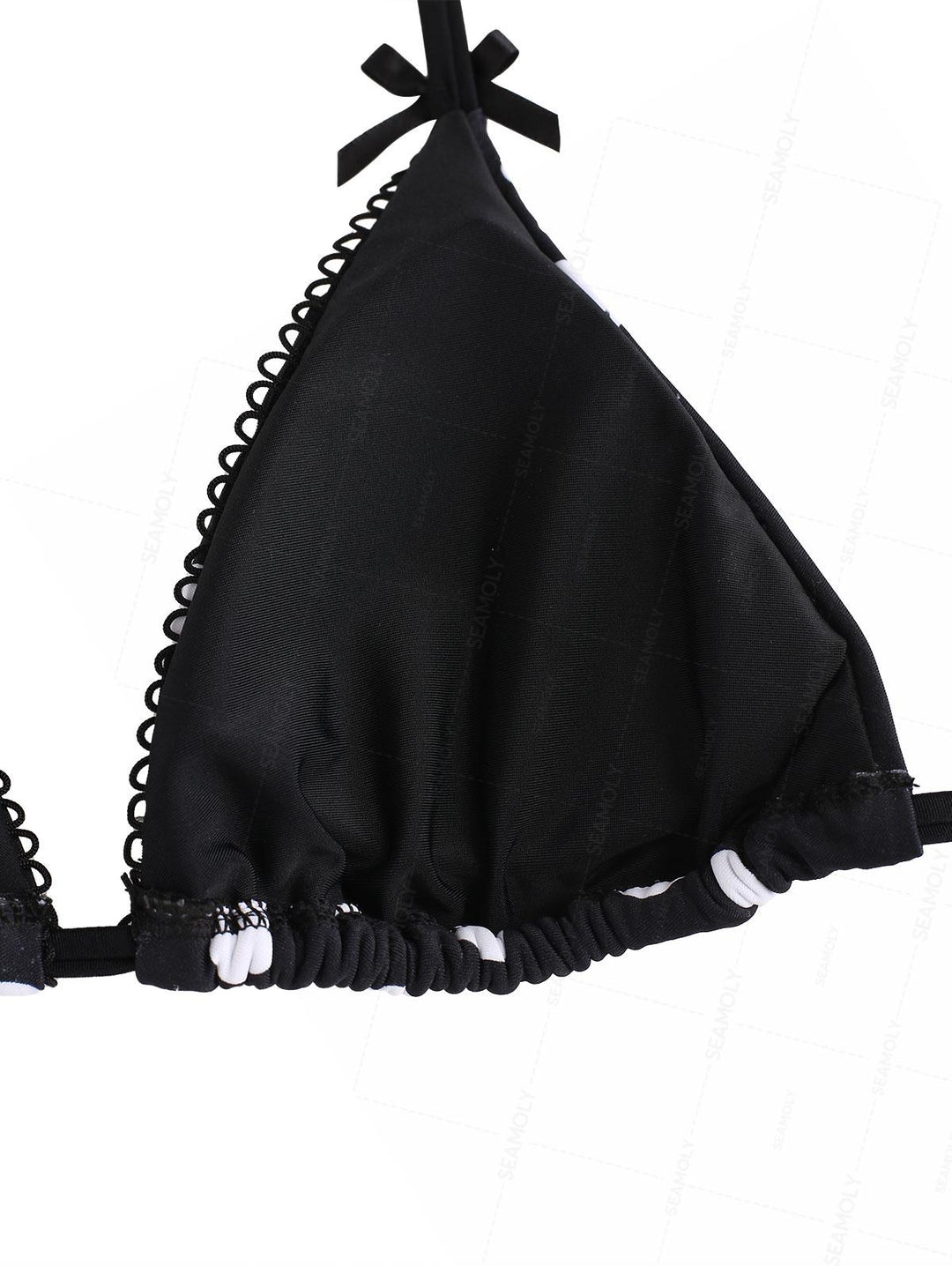 Seamolly Polka Dot Picot Trim Bowknot Cheeky Boyshorts Bikini Set