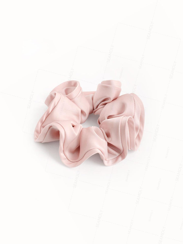 Satin Solid Color Flower Bud Shape Ruffled Large Hair Scrunchie