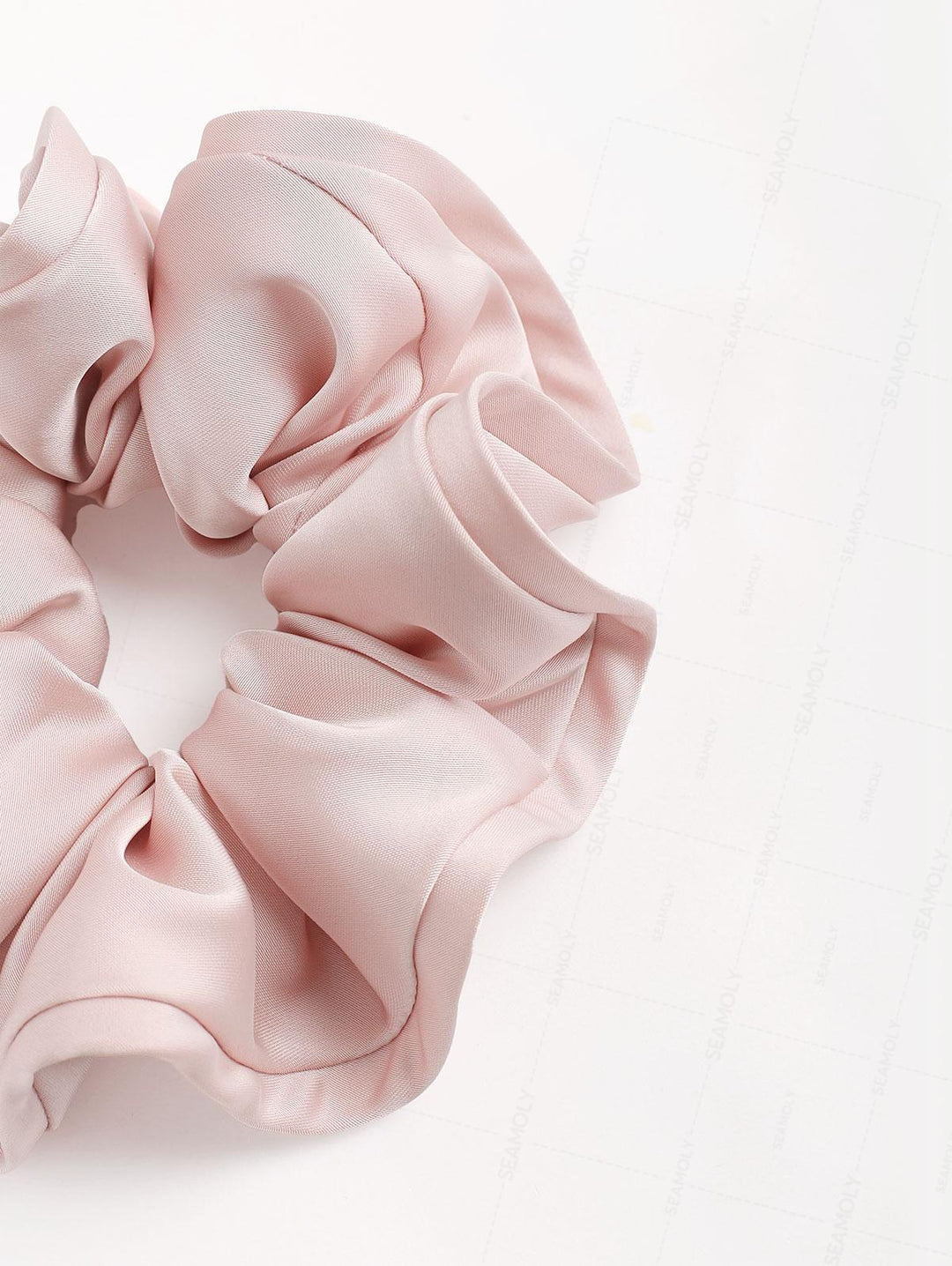 Satin Solid Color Flower Bud Shape Ruffled Large Hair Scrunchie