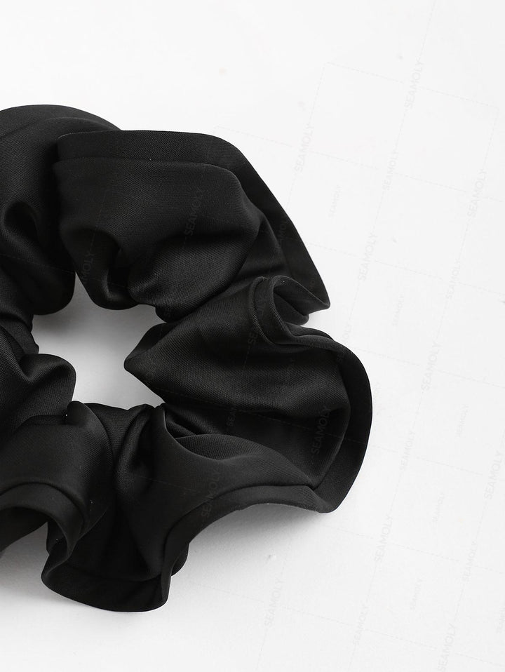 Satin Solid Color Flower Bud Shape Ruffled Large Hair Scrunchie