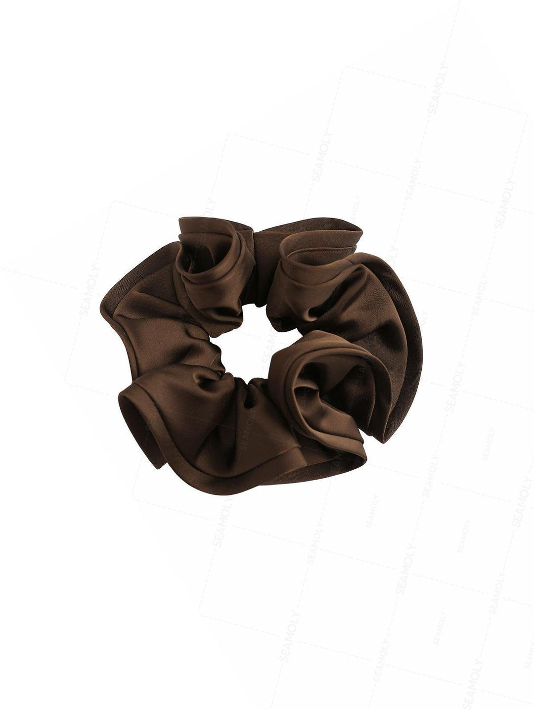 Satin Solid Color Flower Bud Shape Ruffled Large Hair Scrunchie