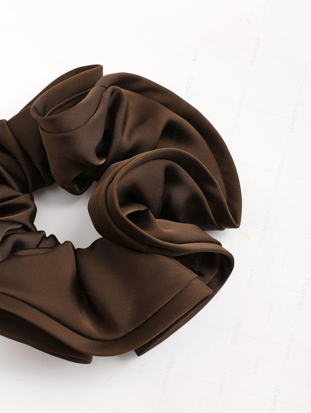 Satin Solid Color Flower Bud Shape Ruffled Large Hair Scrunchie