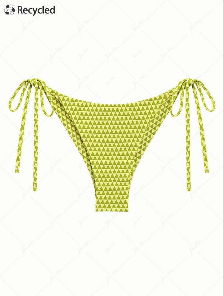 Green Triangular Grid Pattern String Brazilian Bikini Bottom