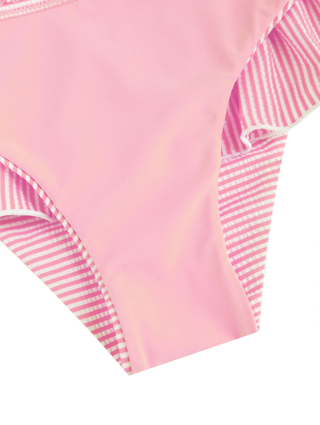 Seamolly Striped Contrast Binding Smocked Peplum Skirtini Bikini Set