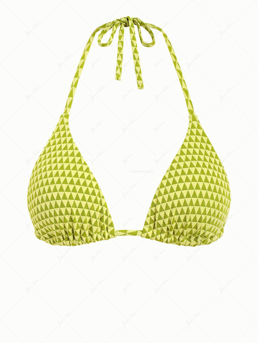 Green Triangular Grid Pattern Halter Triangle Bikini Top